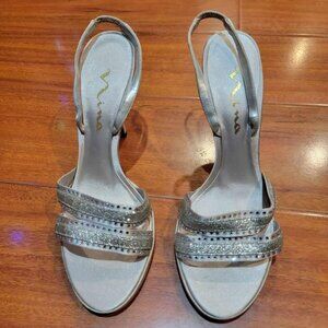 Nina Women's Silver & Crystal Platform Sandals
